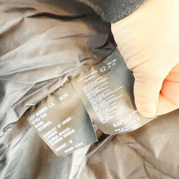 Prada Down Fur Trim Parka Puffer Coat Jacket Belted Black 42 / 12 - Picture 4 of 8